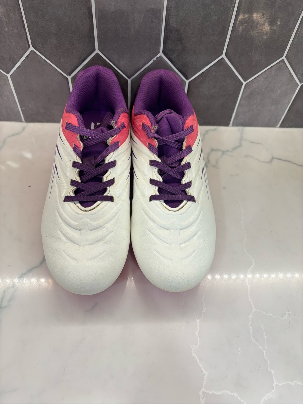 DSG Purple Girls Soccer Cleats with Coral Accent
